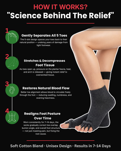 Foot Alignment 5-Toe Separator Orthopedic Cotton Socks for Women & Men